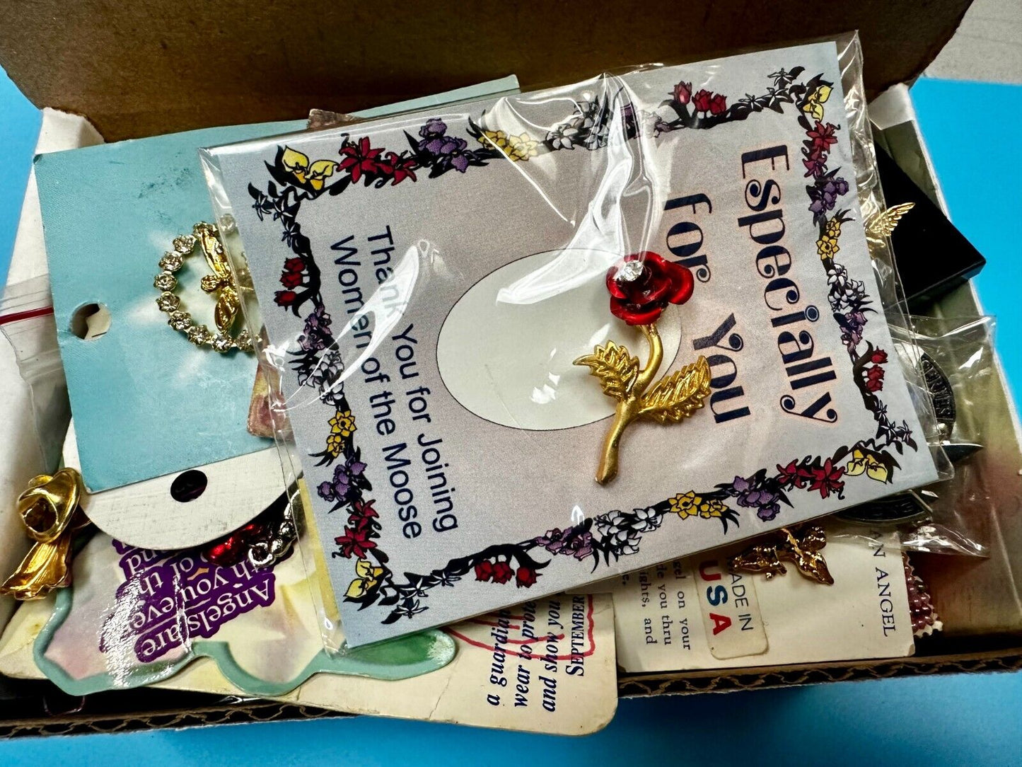 Around 40 Angle NOS Religious Brooches Pins Resale Bulk Lot Junk Drawer Grab Bag