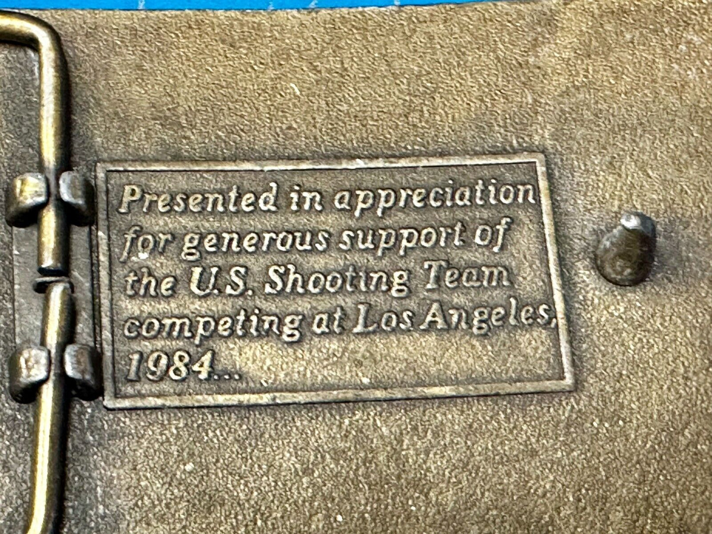 US Shooting Team Los Angeles 1984 Aiming for Olympic Gold Vintage Belt Buckle