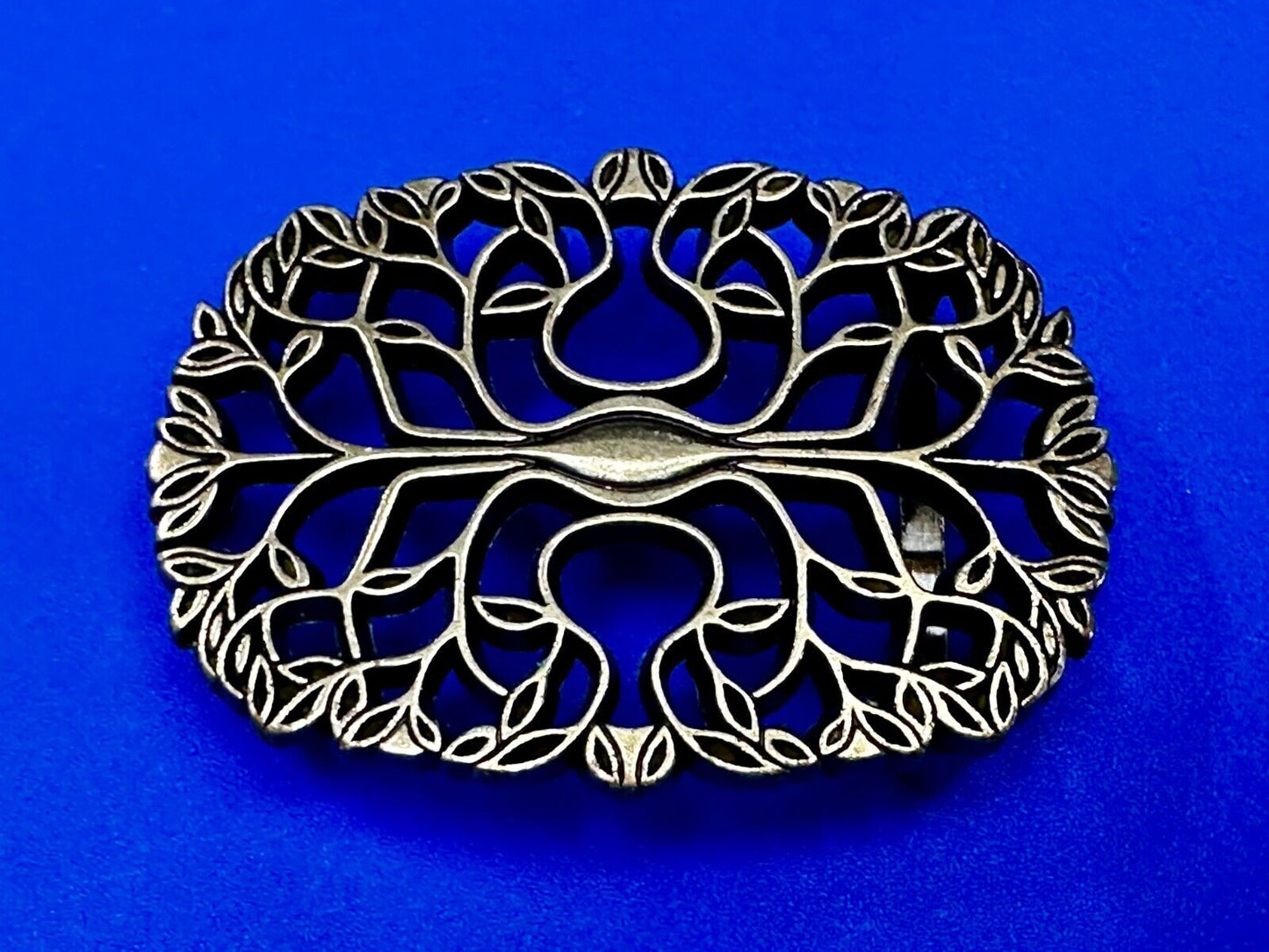 Tree of Life Pattern Openwork Hippy Boho Brass Tone Ornate Belt Buckle