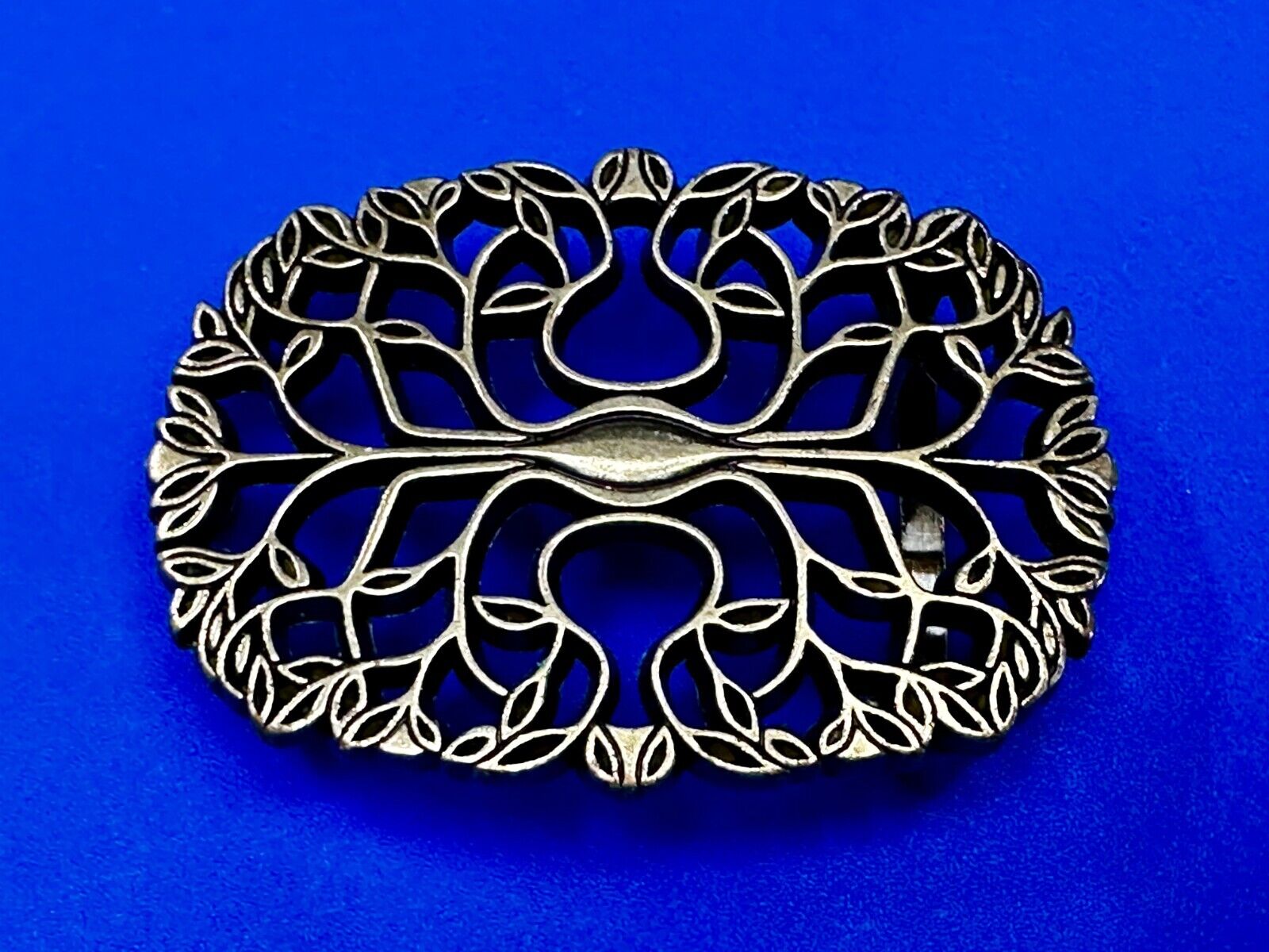 Tree of Life Pattern Openwork Hippy Boho Brass Tone Ornate Belt Buckle