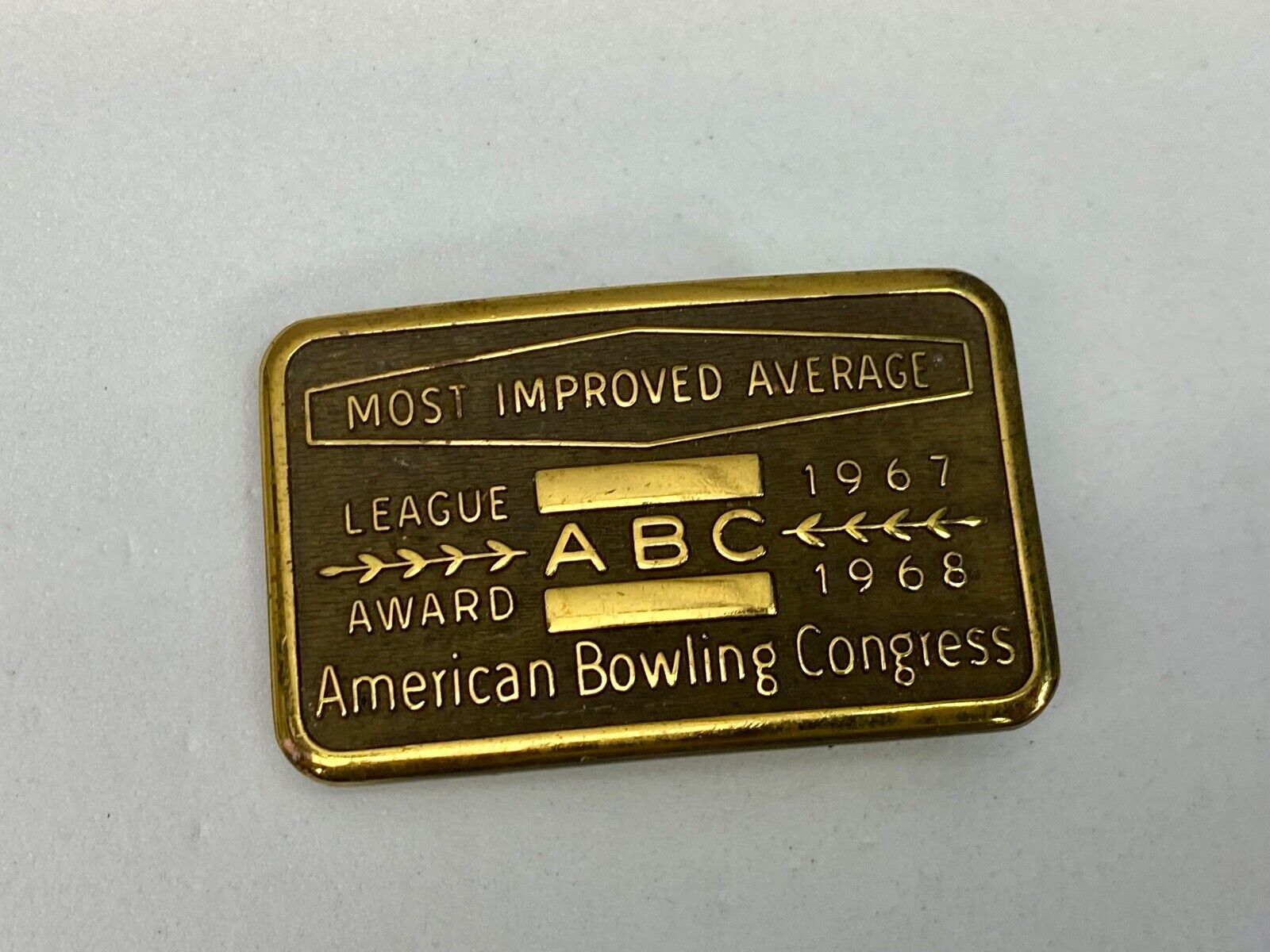 Abc Bowling Bowler's Blank Most Improved Average Award 1967  68 Belt Buckle