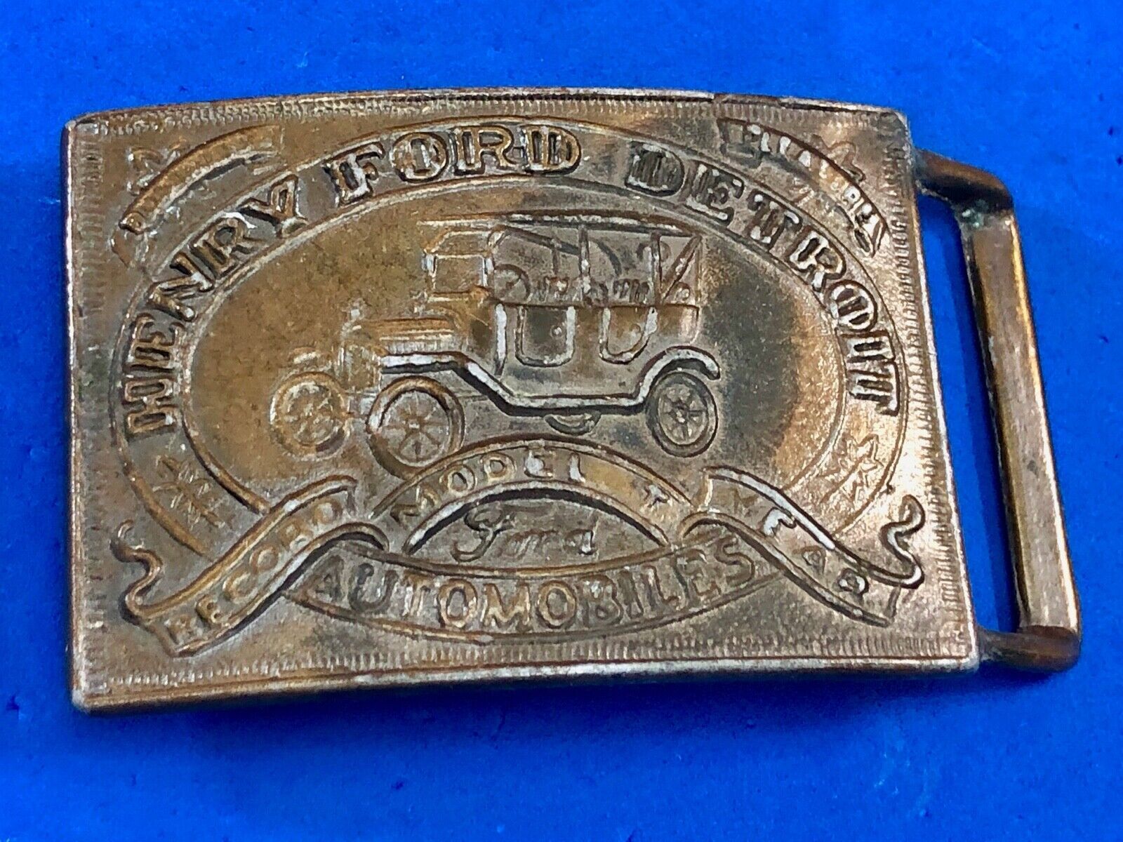 Vintage Belt Buckle Henry Ford Detroit Automobiles PC2020340010 Brass Metal Car