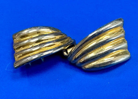 Swirl Tie Abstract gold tone Two piece interlocking Gay Boyer Vtg., belt buckle