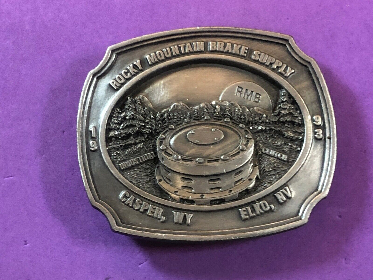 Vtg 1993, Rocky Mountain Brake Supply,  Casper WY, Elko NV, Siskiyou belt buckle