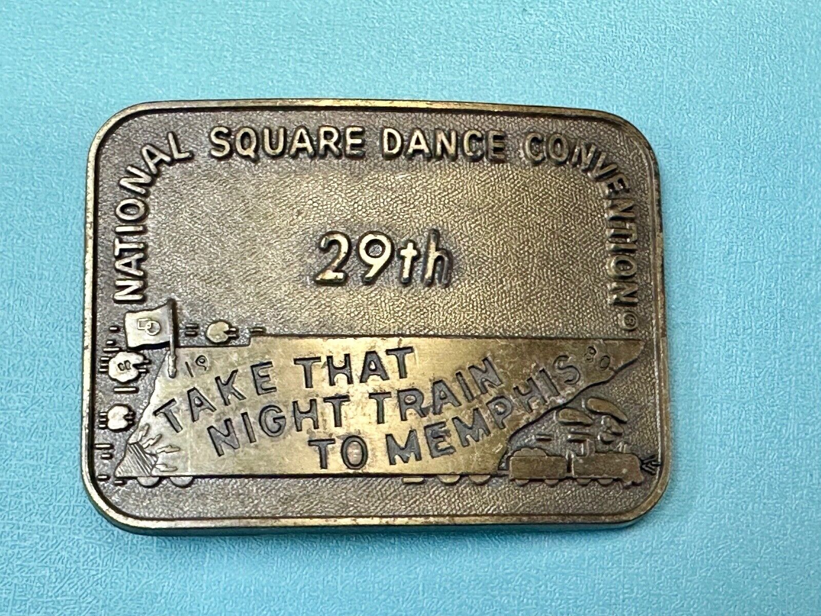 29th National Square Dance Competition Take Night Train to Memphis belt buckle