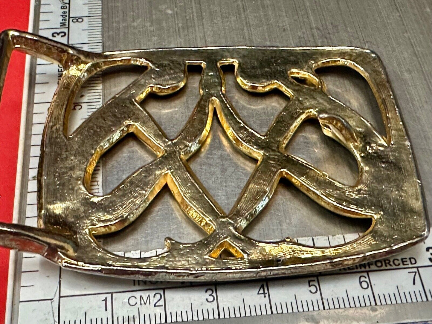 Abstract gold color Two Women touching palms  - Hippy see through belt buckle