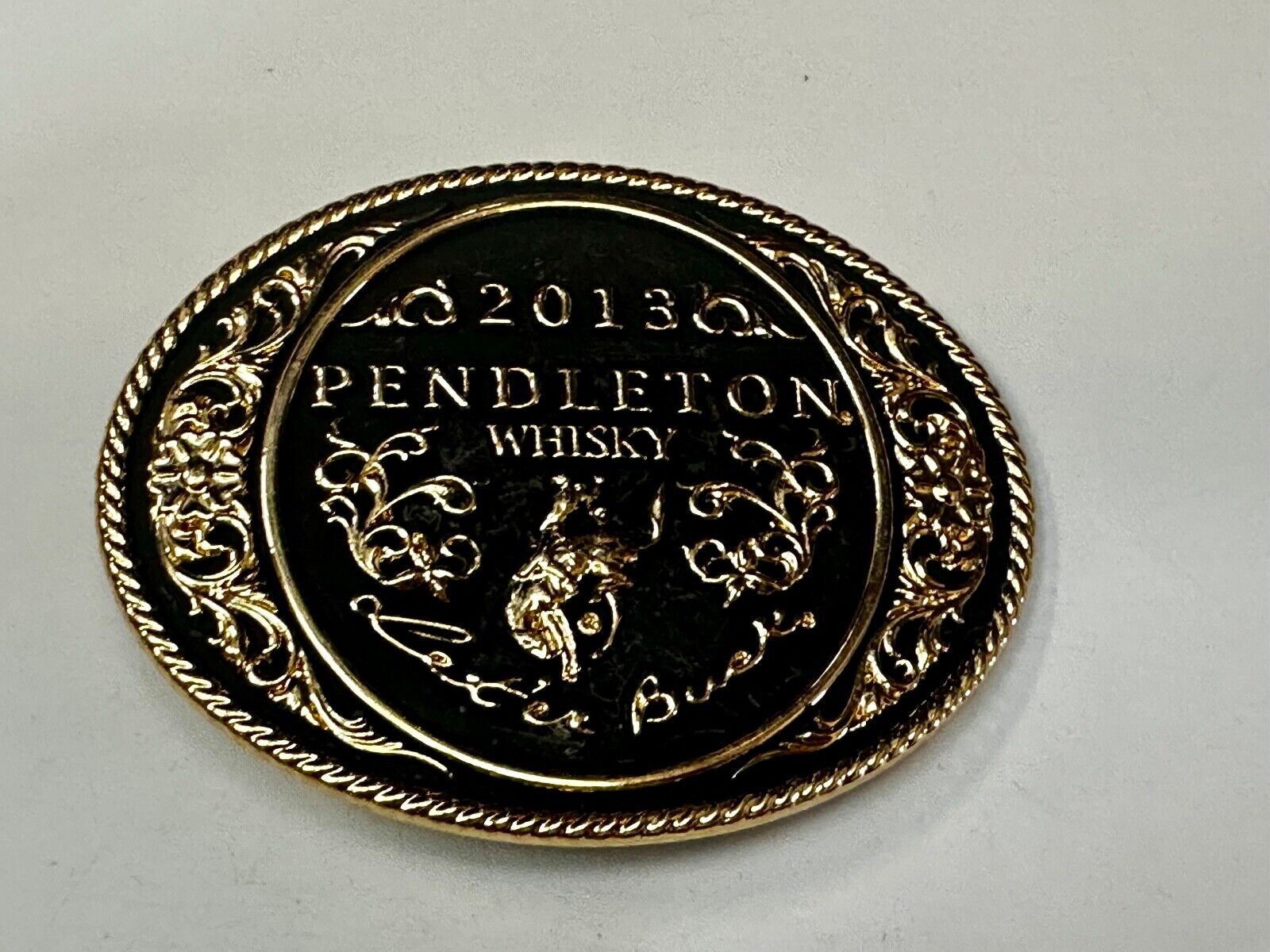 2012 Pendleton Whisky Let'er Buck Montana Silversmith Rodeo Cowboys Belt Buckle
