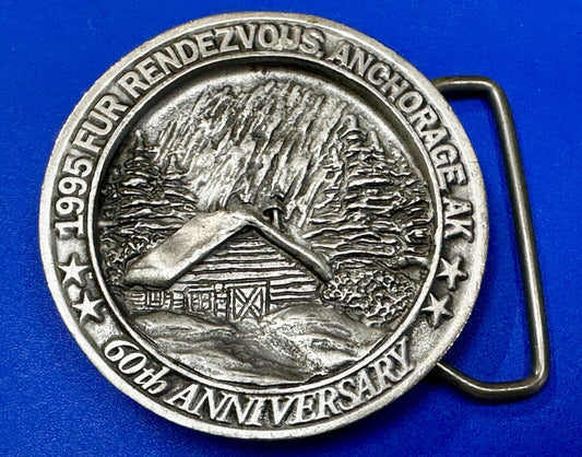 1995 FUR Rendezvous Anchorage Alaska Festival 60Th Anniversary Belt Buckle