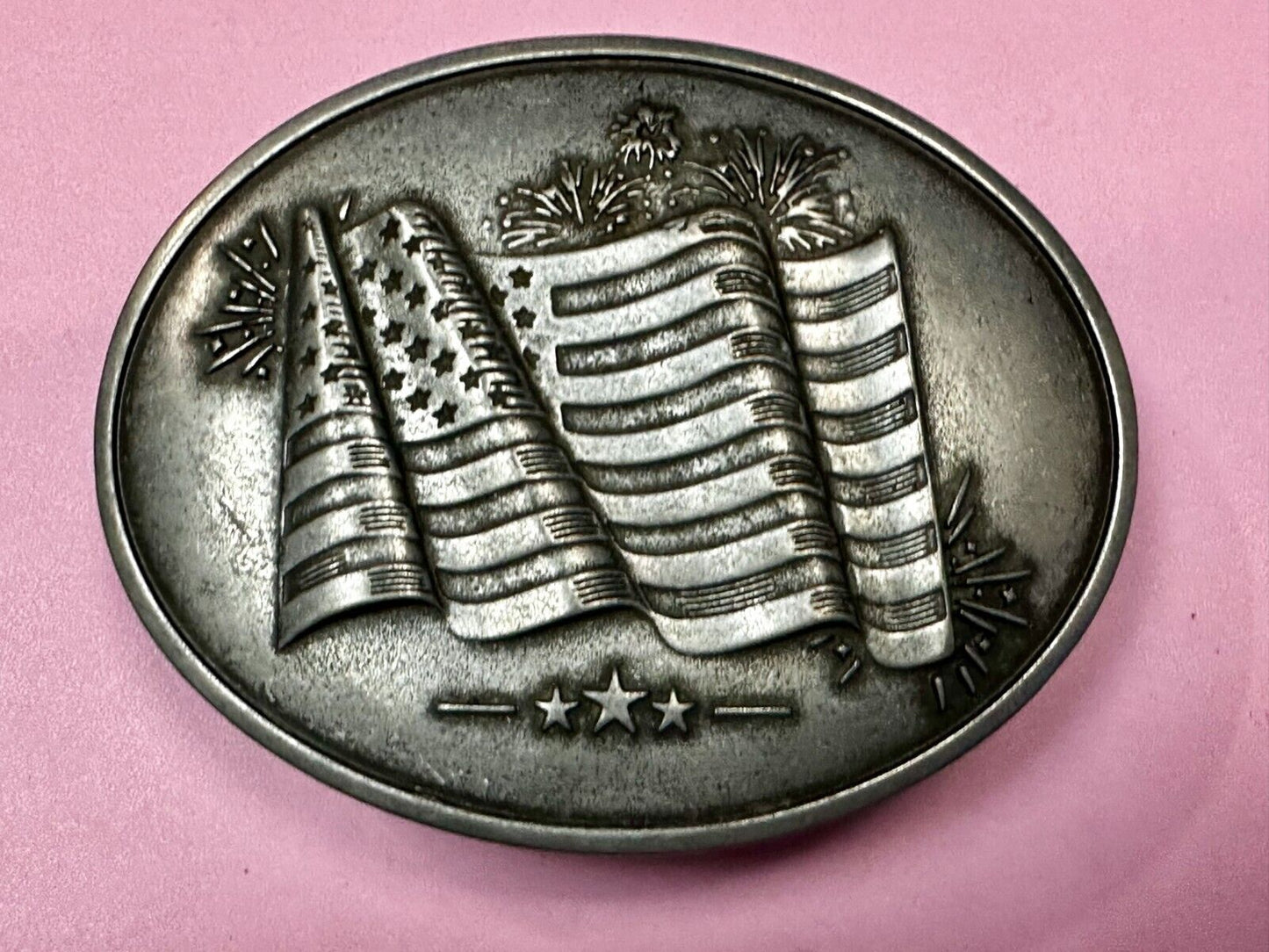 American US Flag Stars Stripes Patriotic Belt Buckle & Can holder by BevBuckle