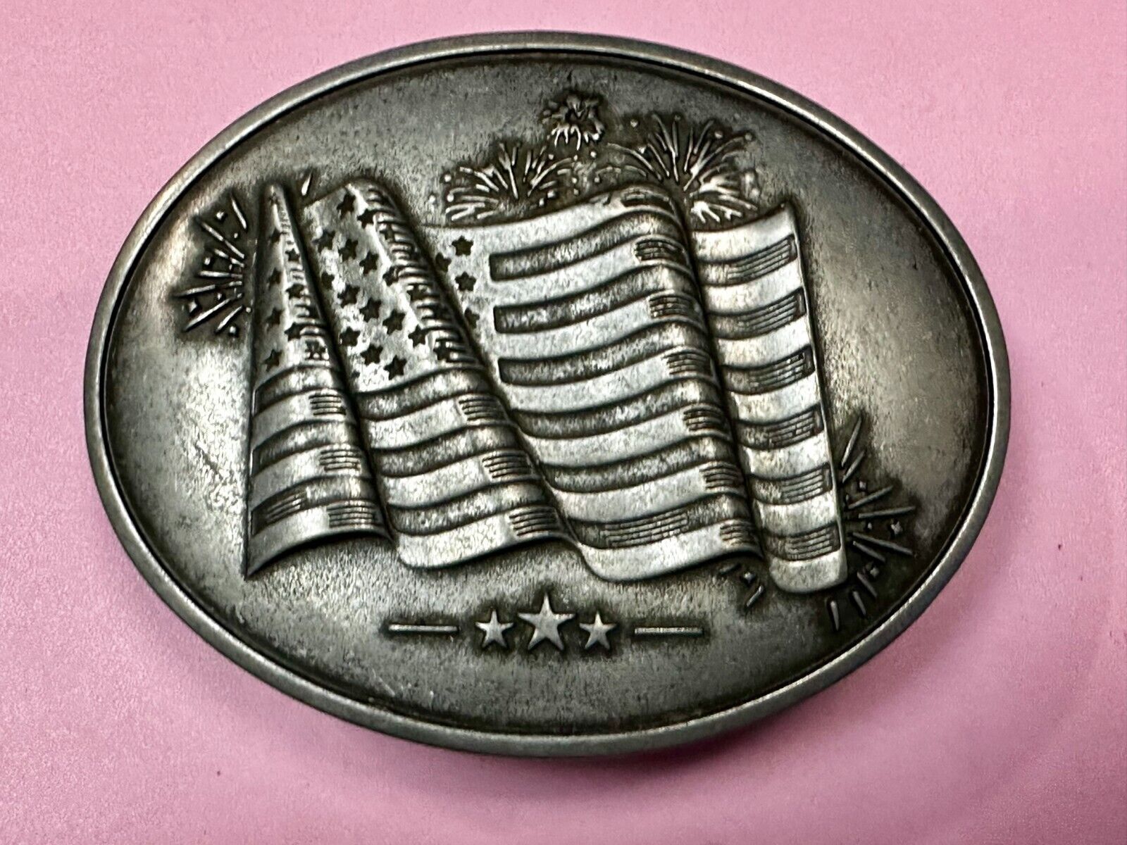 American US Flag Stars Stripes Patriotic Belt Buckle & Can holder by BevBuckle