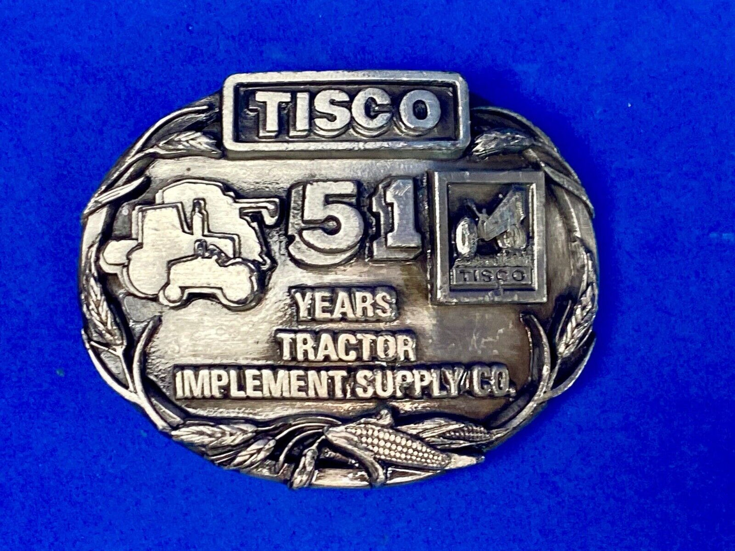 Vtg. Tisco Tractor Implement Supply Agriculture Farm Farming 51 Year Belt Buckle