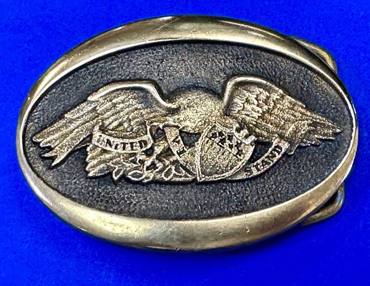 United We Stand Patriotic America USA pride - vintage Heritage Mint belt buckle