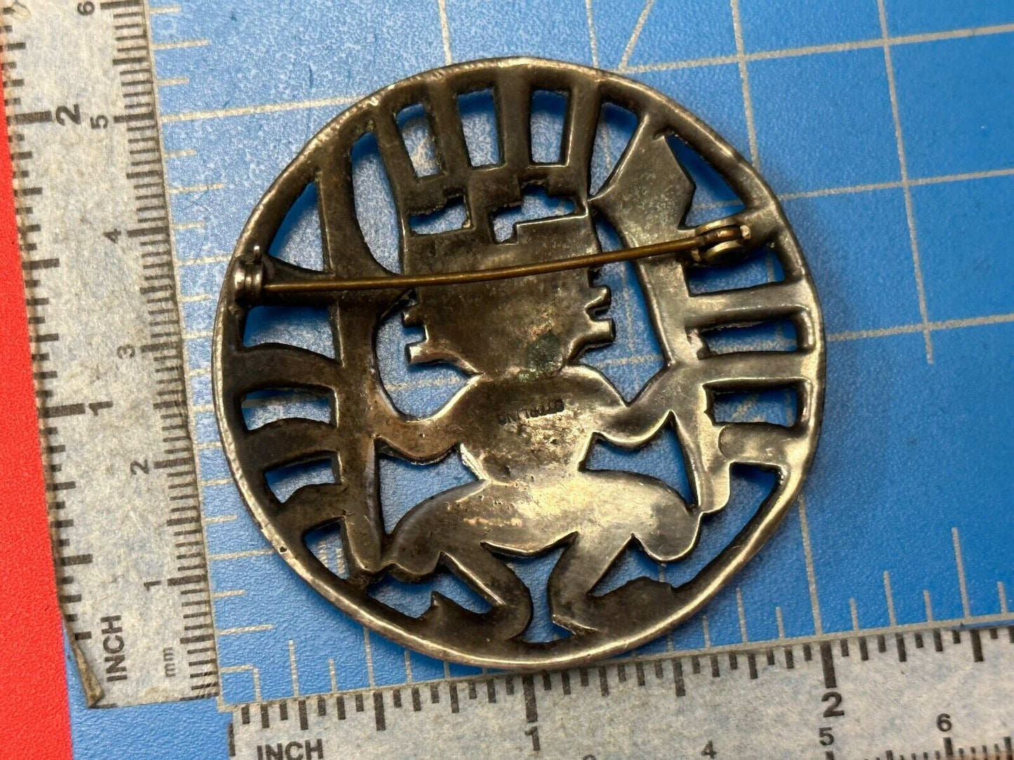 Tribal Chief Man Figure   Aztec?  unknown to me! Sterling Brooch Pin