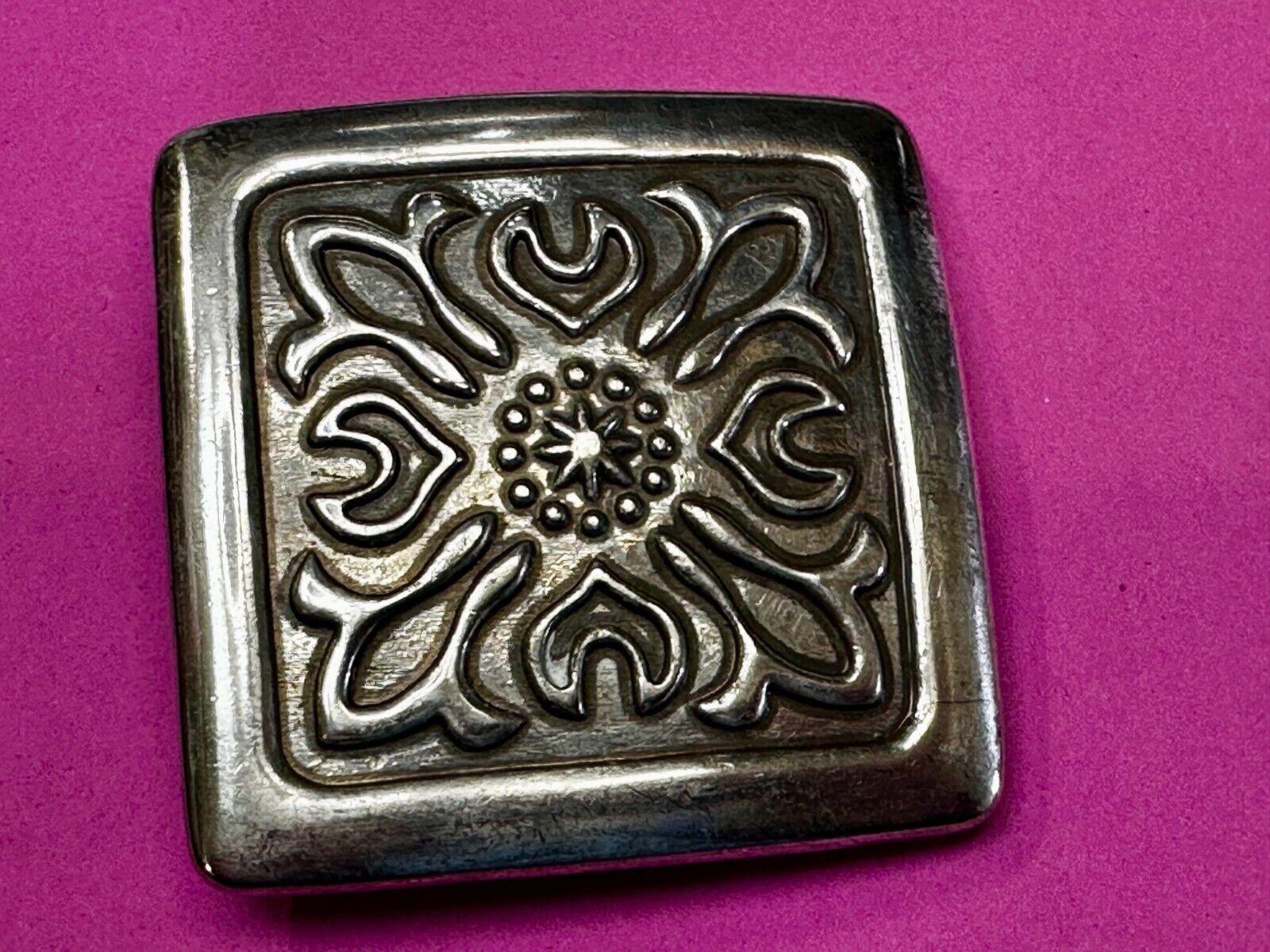 Tribal Ethnic Pattern Hippy Boho Silver Tone Belt Buckle Made in Taiwan