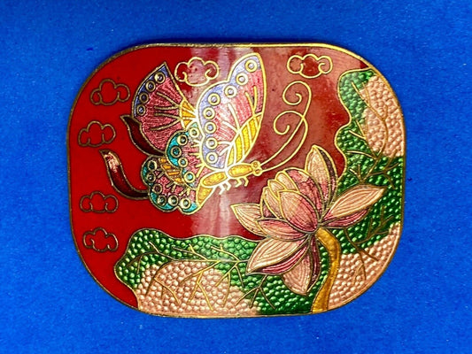 Beautiful Butterfly And Flower Nature Cloud Scene On Colorful Scarf Clip Buckle 