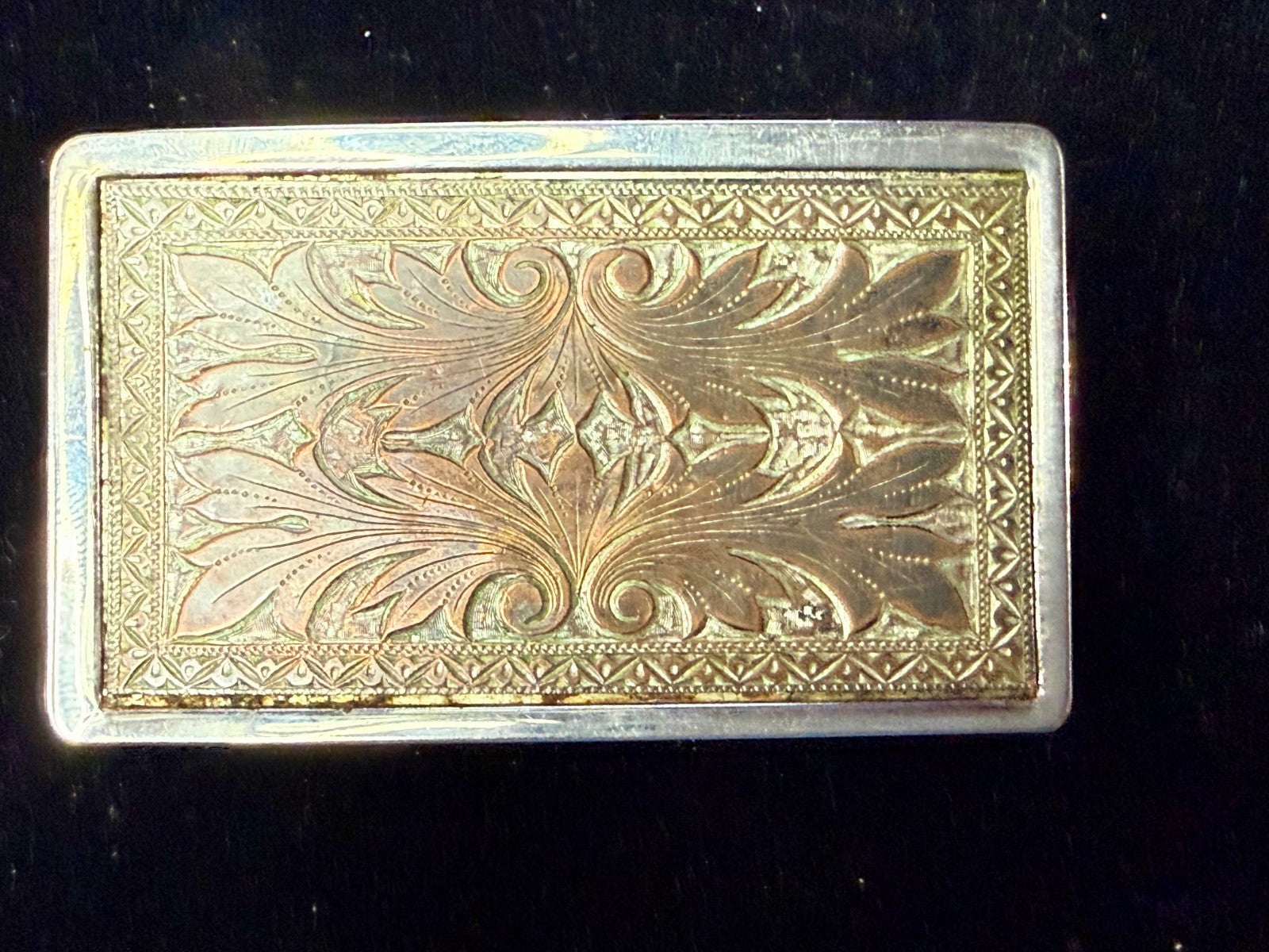 Vintage Etched Floral Pattern Flower Swirl Rectangular Western Belt Buckle