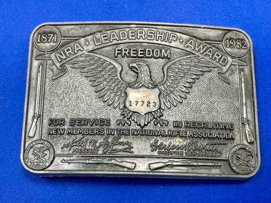 1871-1983 NRA Leadership Award Freedom Numbered Engraved Belt Buckle