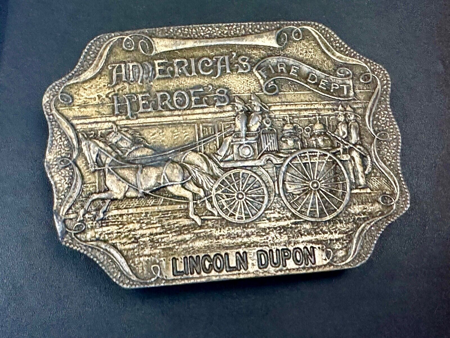 America’s Heroes FIRE DEPARTMENT Lincoln Dupon Vintage belt buckle - Buckle Co