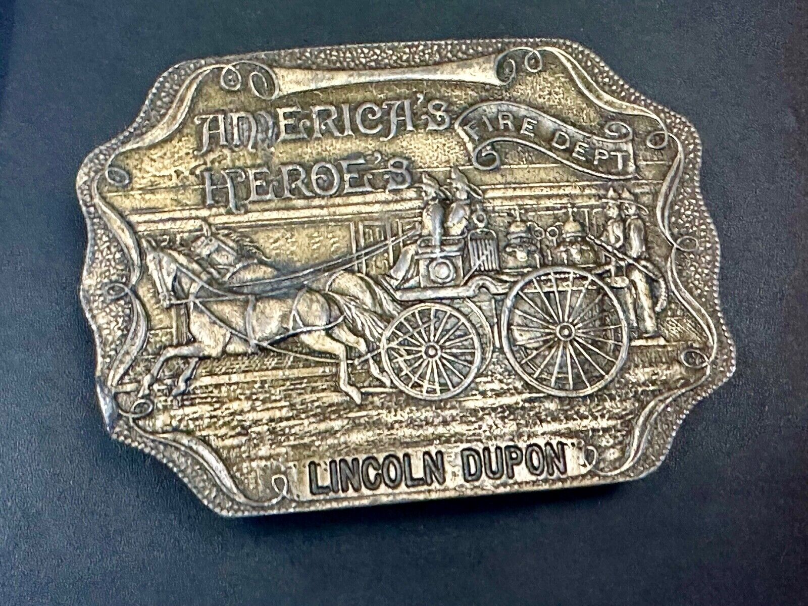 America’s Heroes FIRE DEPARTMENT Lincoln Dupon Vintage belt buckle - Buckle Co