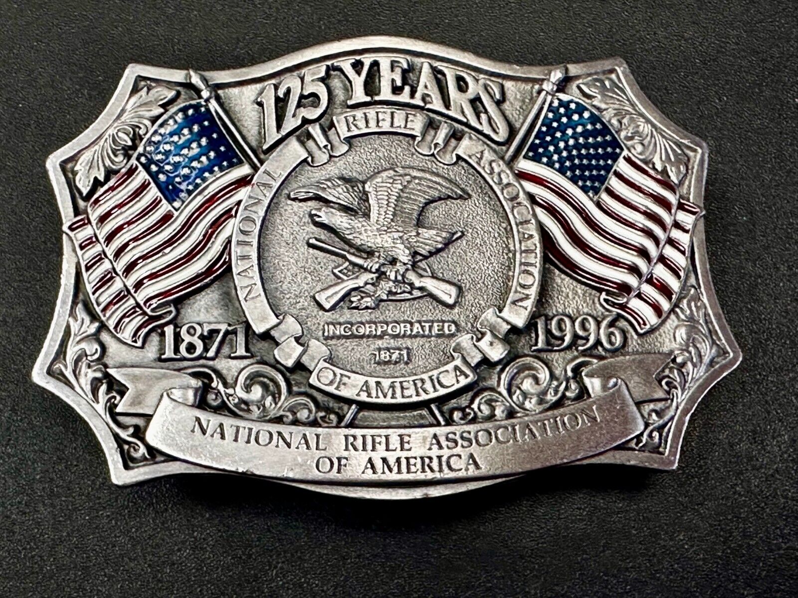 125 Year Celebration Gun Rights NRA National Rifle Association Vtg. Belt Buckle