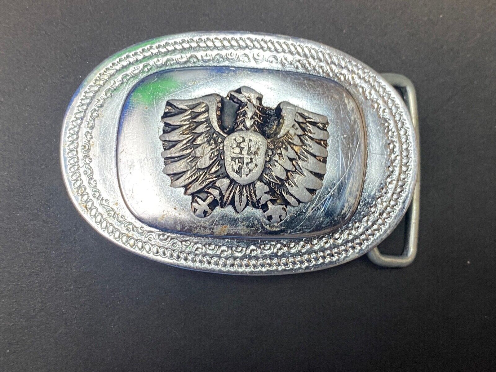 Vintage Eagle And Shield Two Tone Belt Buckle  Gold Wing? 