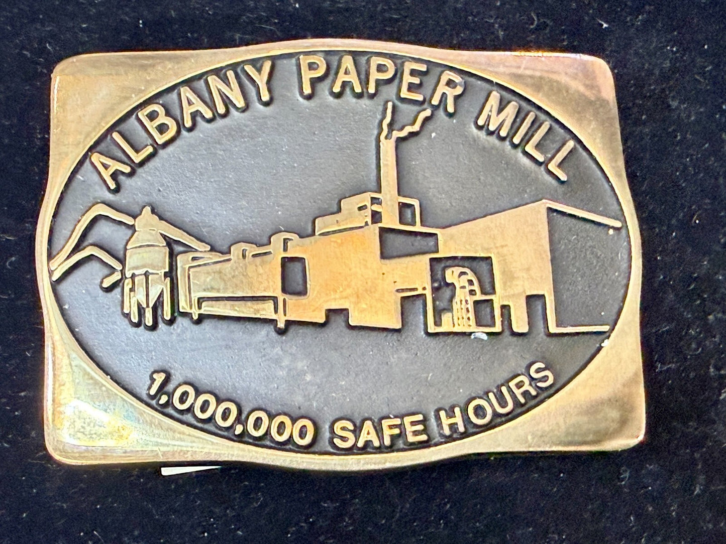 Albany Paper Mill 1,000,000 Safe Hours Solid Brass 1988 Anacortes Belt Buckle