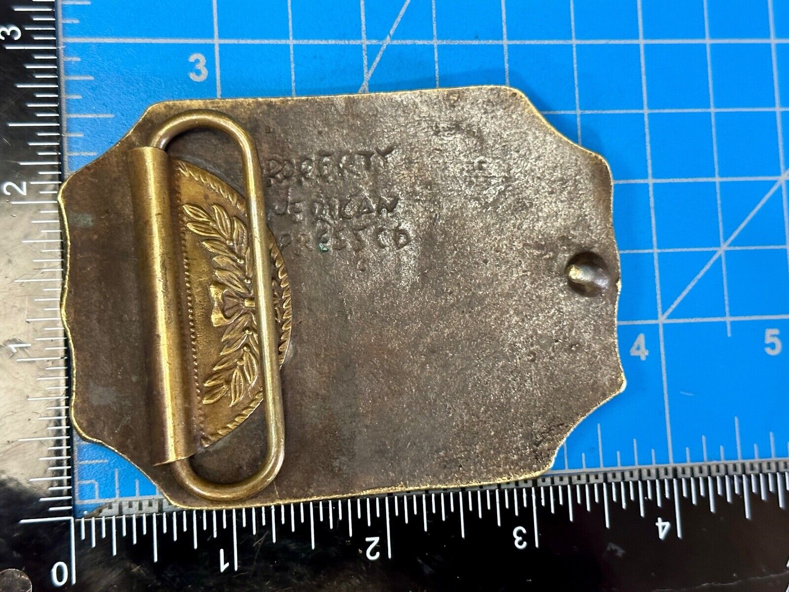 American Express Wells Butterfield stagecoach belt buckle - see back!