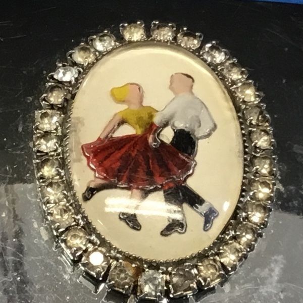 USA made square / line / country dancing music - western rhinestone belt buckle