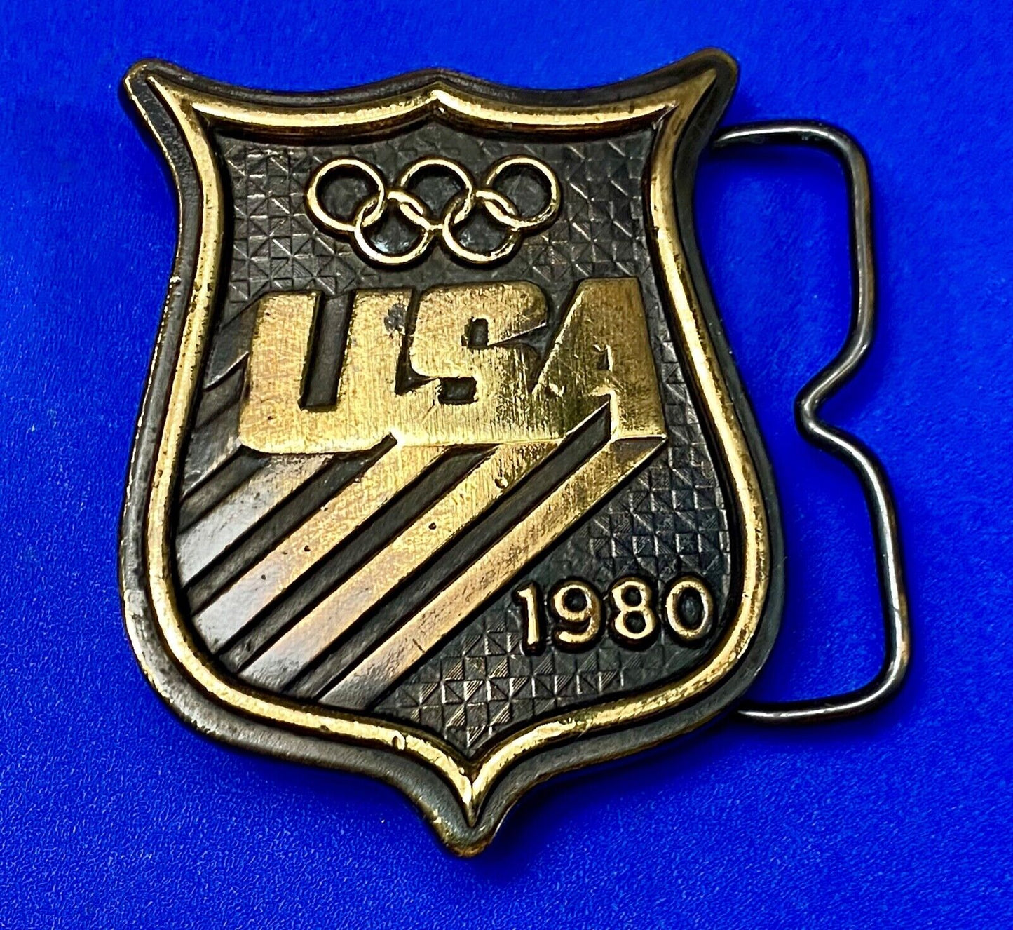 1980 Olympic Winter Games commemorative BELT BUCKLE by Bergamot Brass Works