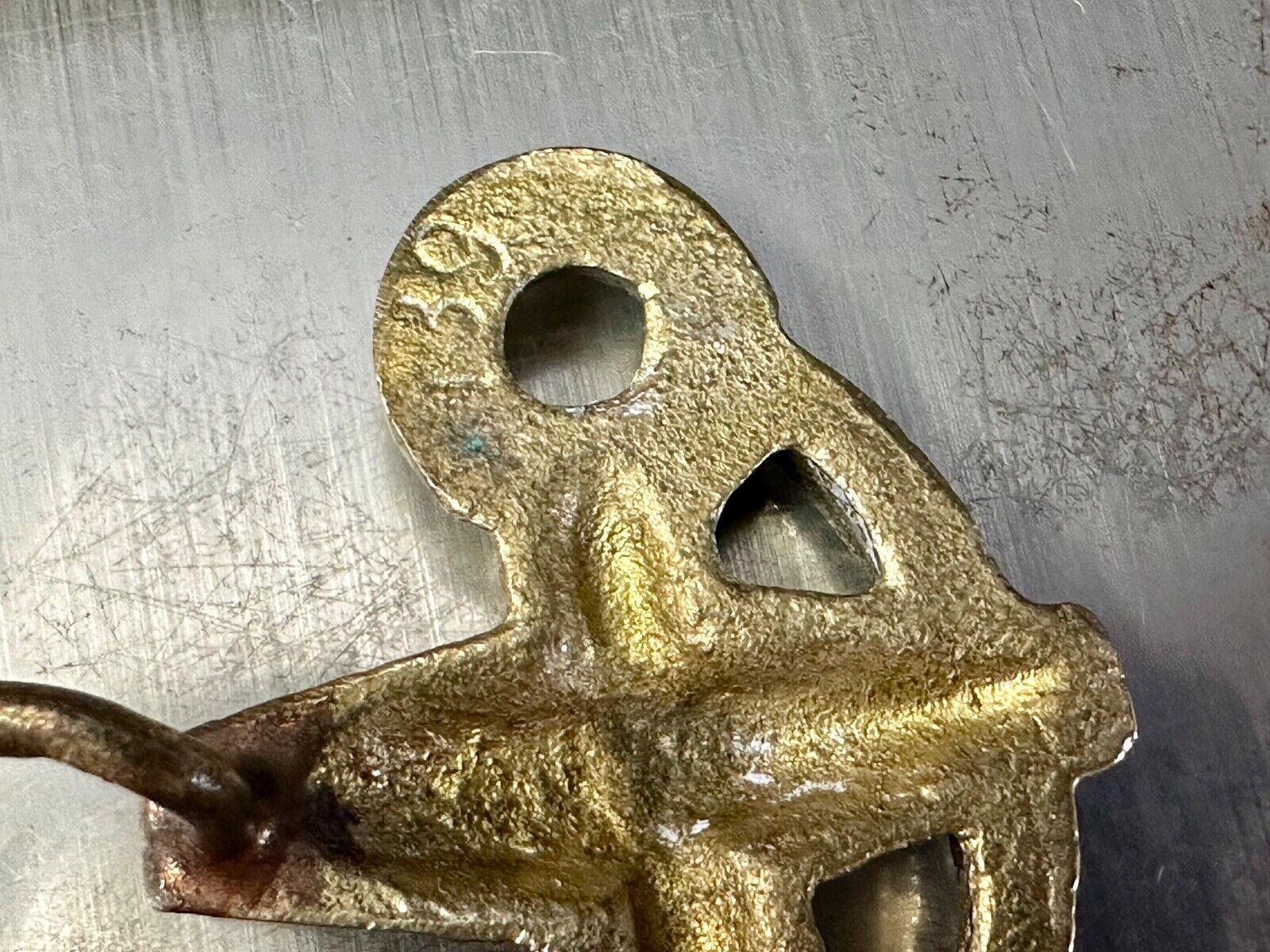 Anchor and Rope Maritime nautical large 4" wide figural Belt Buckle stamped 189