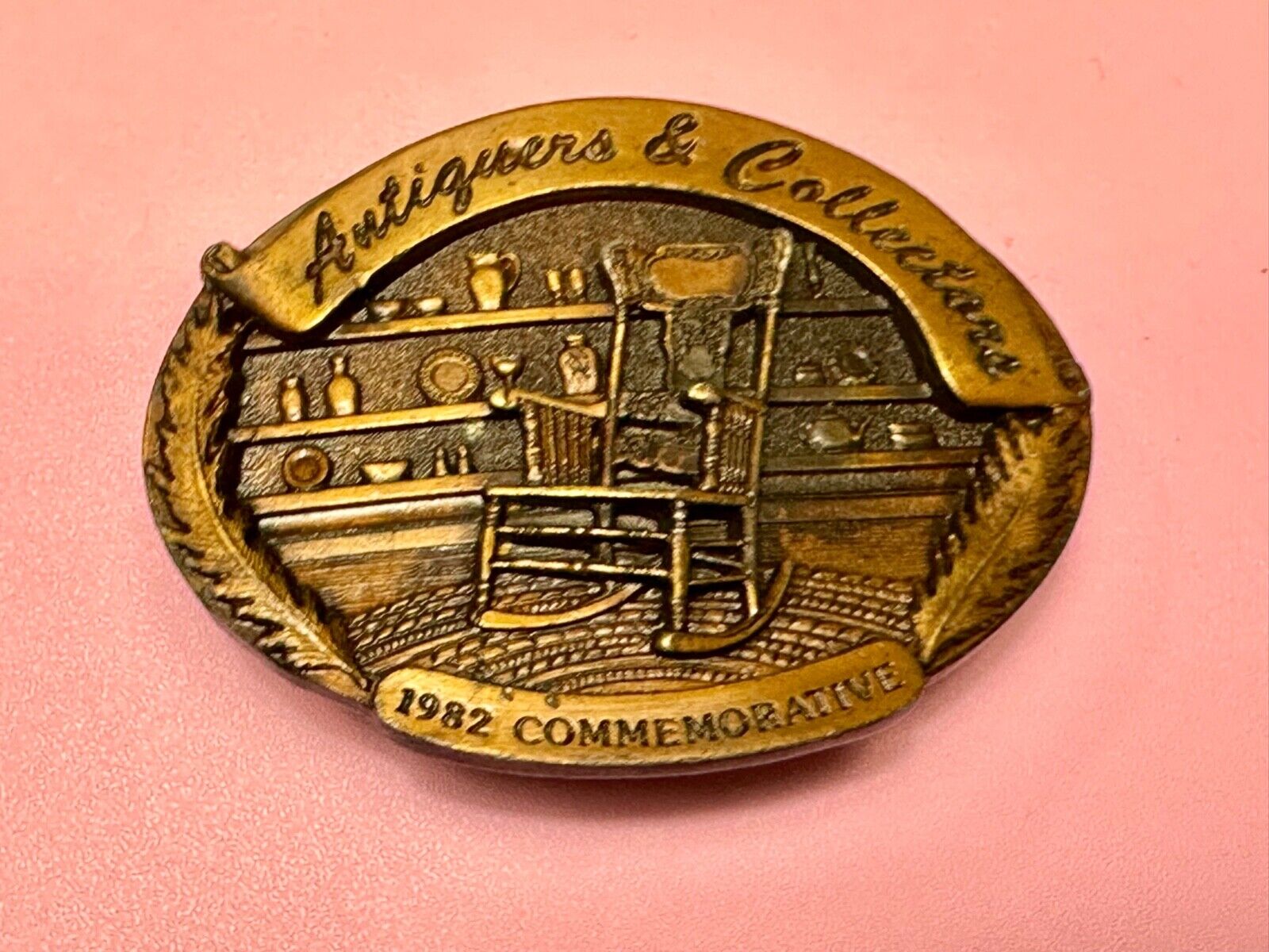 Antiques and collectables dealers 1982 Commemorative rocking chair belt buckle
