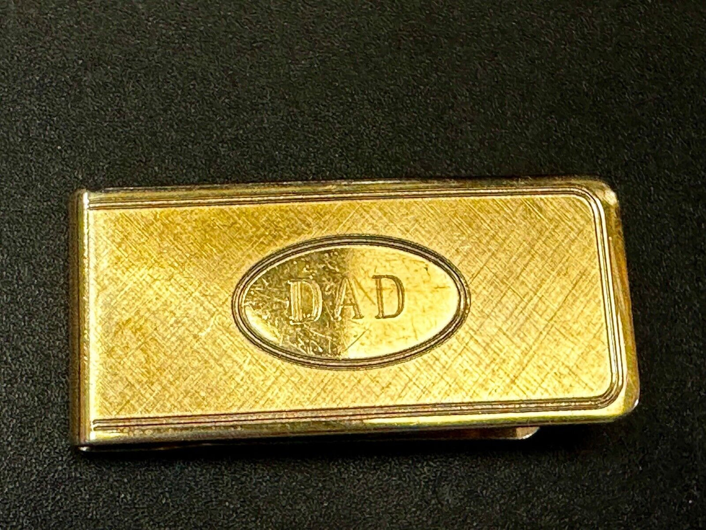 Vintage Gold Tone Money Clip Bill Holder Engraved DAD - Perfect Fathers Gift!