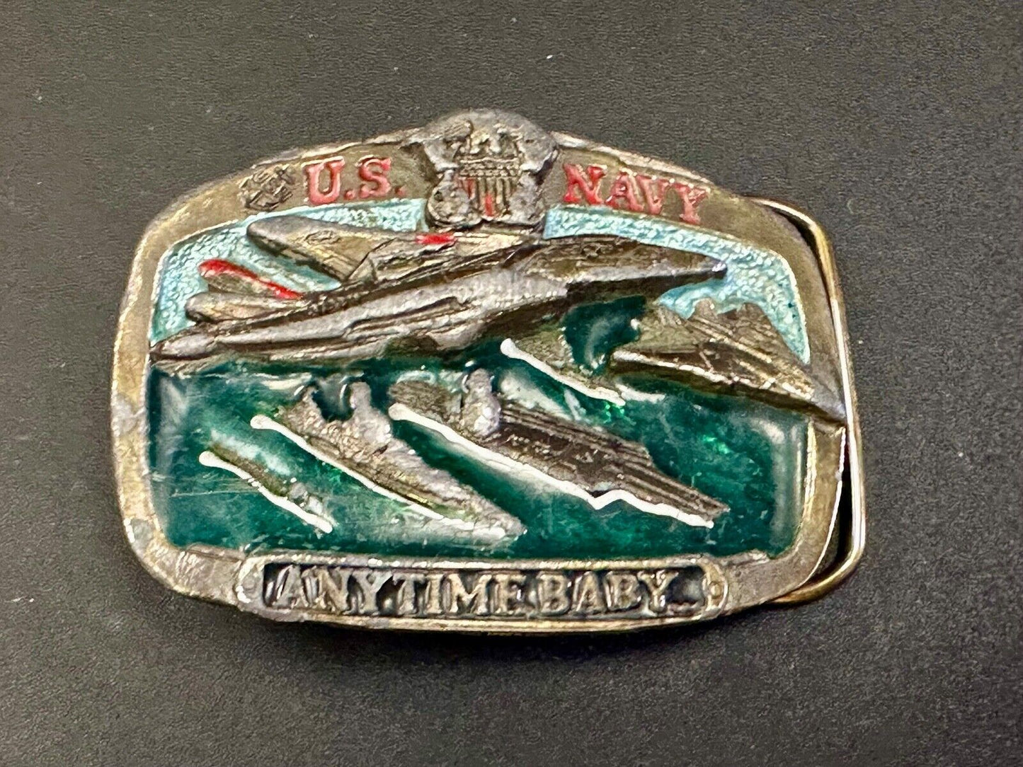 US Navy Anytime Baby 1983 Colorful Great American Belt Buckle