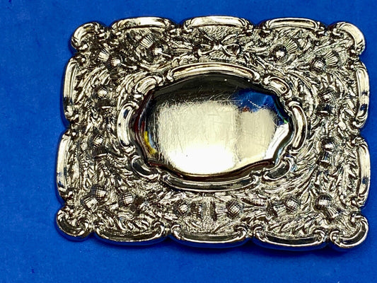 Beautiful Ornate Silver? Flower Swirl Made In Great Britain Belt Buckle