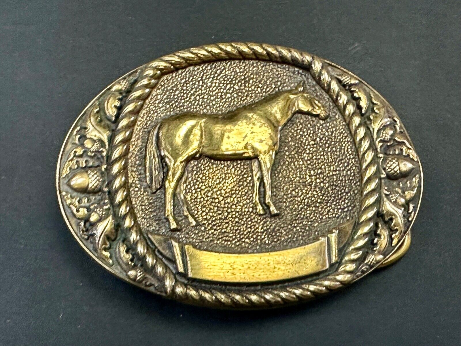 Trophy Award Style Standing HORSE Vintage belt buckle by Sunset brass