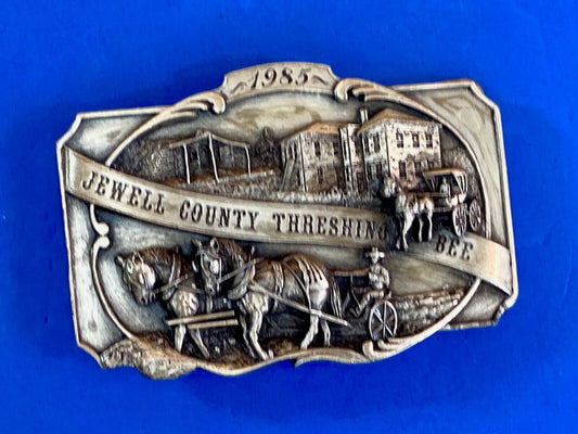 Vintage 80’S Jewell County Kansas Threshing Bee Case Farm Siskiyou Belt Buckle 