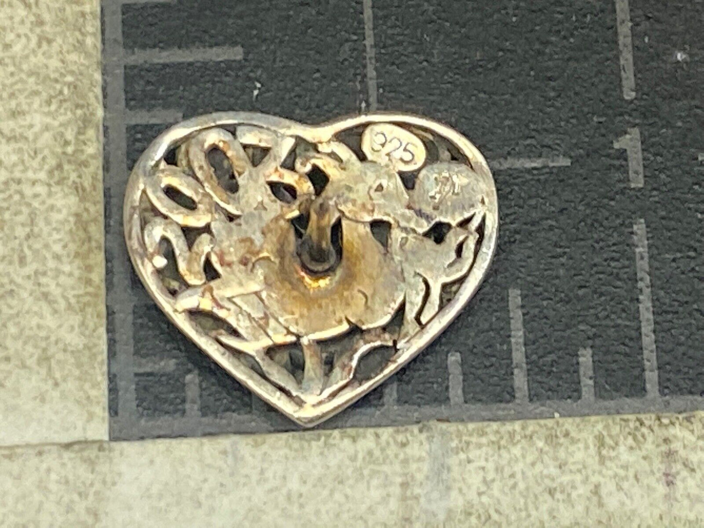 Adorable Heart Silver 925 Vintage See Thought Skeleton Southwestern Brooch 
