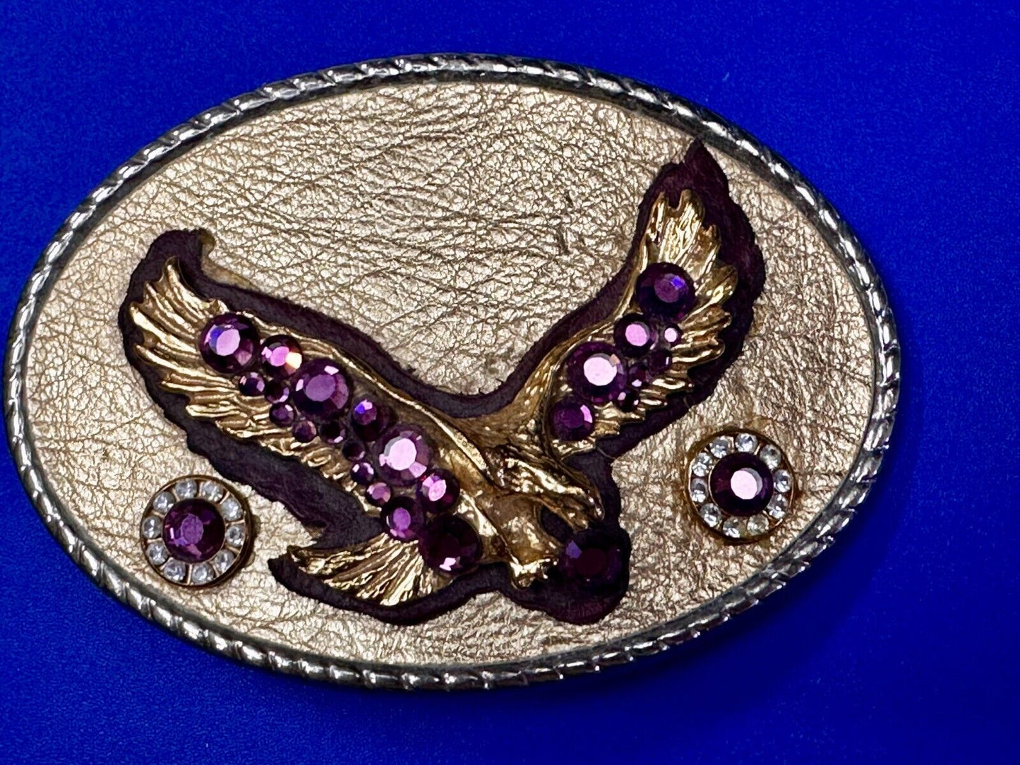 American Eagle Purple Crystal Studded Patriotic Belt Buckle by Michelle Monroe