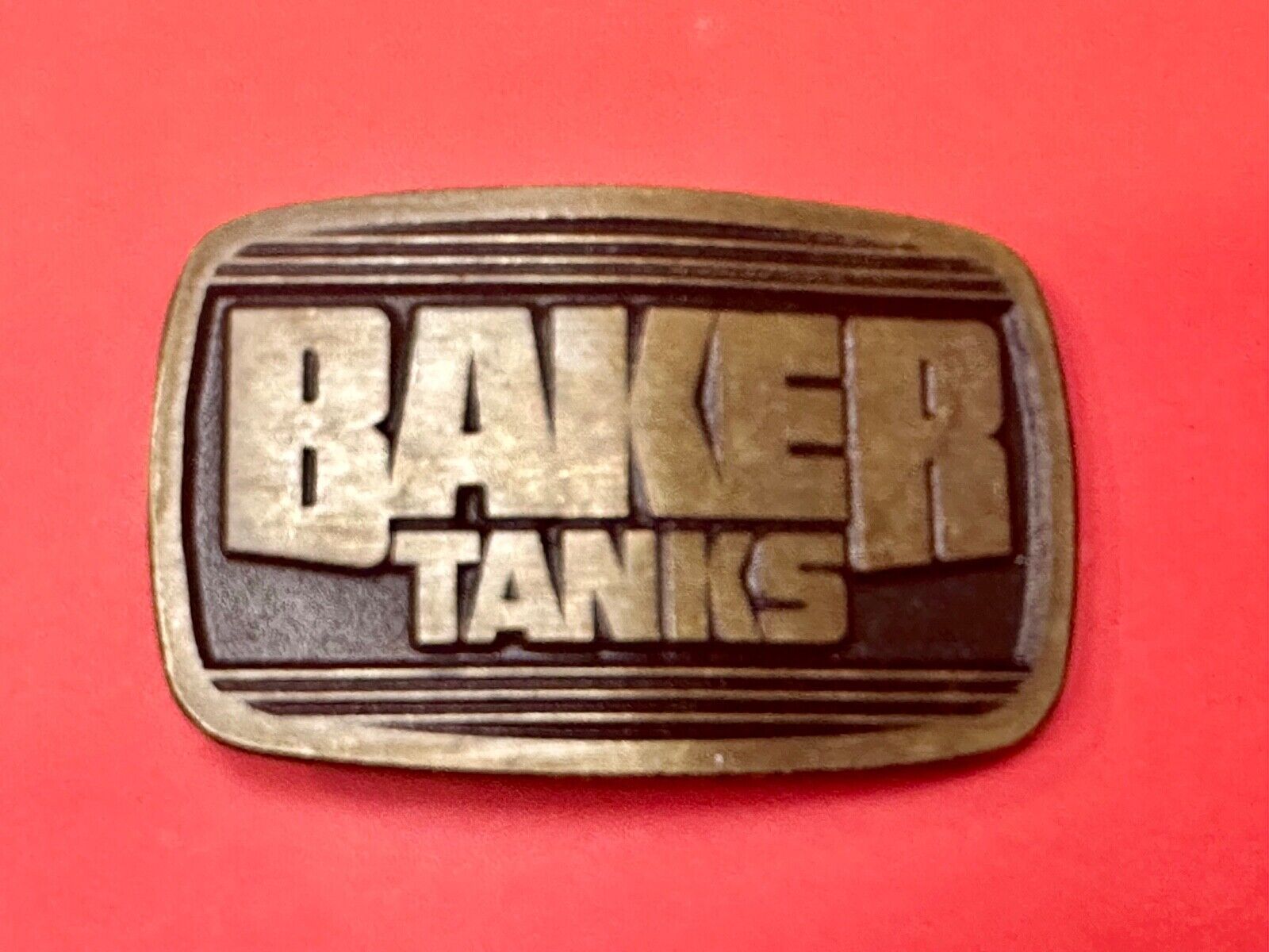 Baker Tanks Fluid Containers Mine Co. Promo solid brass Dynabuckle  belt buckle