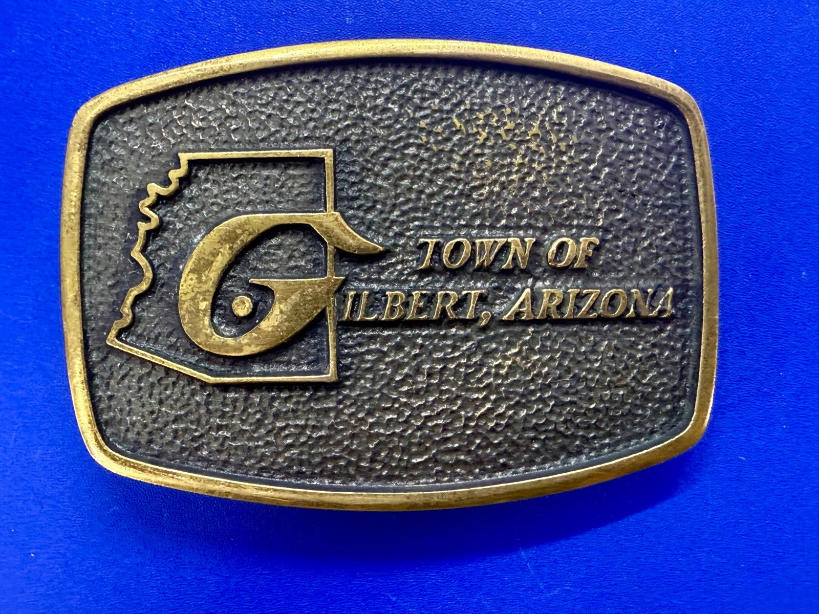 Town of Gilbert Arizona Vintage 1978 Commemorative Solid Brass BTS Belt Buckle