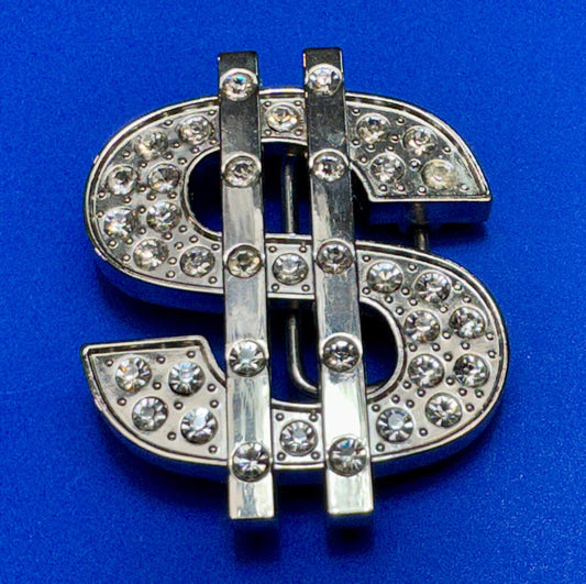 All about the $ - Jeweled Rhinestone covered Dollar Sign money cutout belt buck