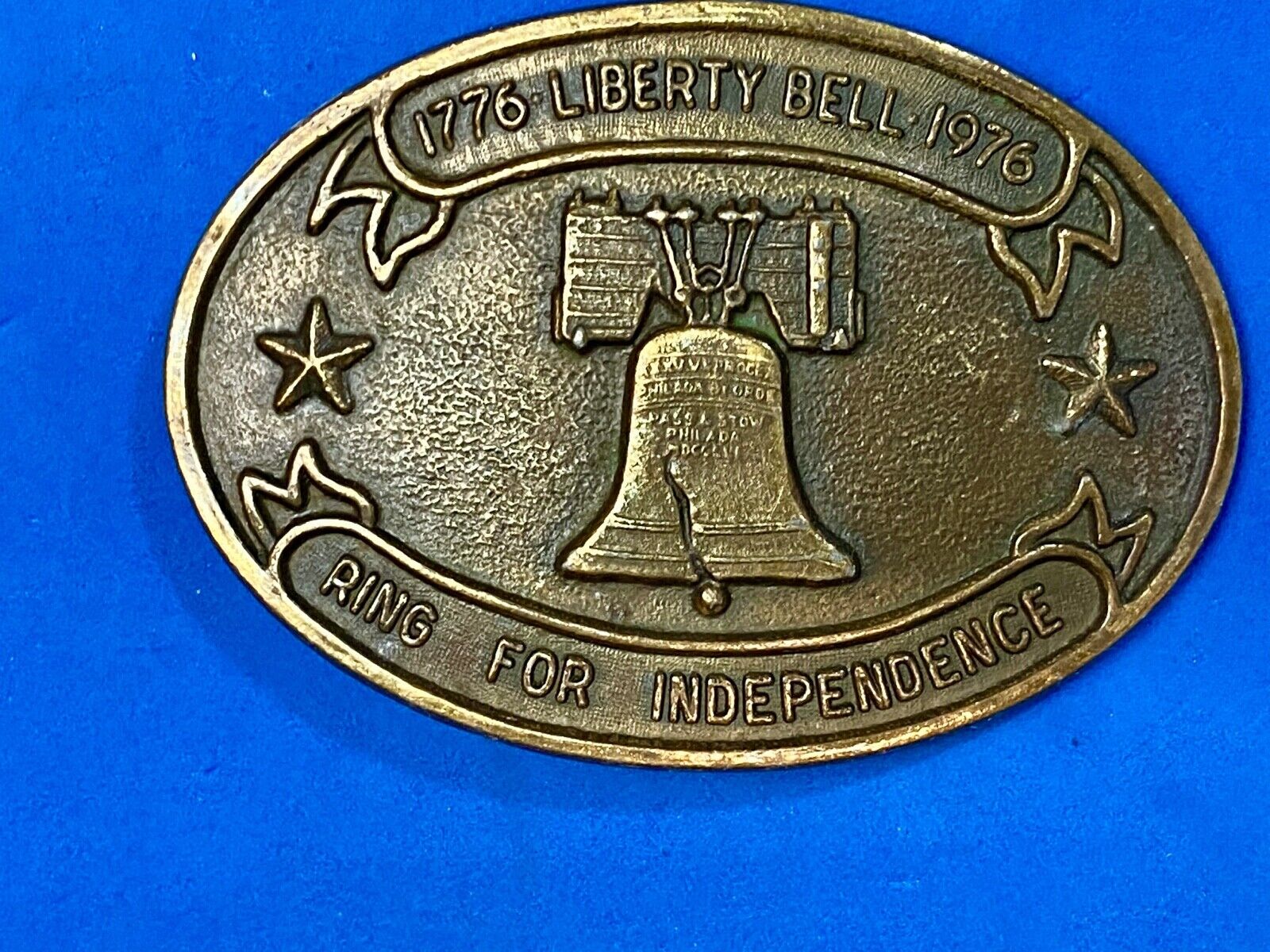 Bicentennial 1776-1976 Liberty Bell,  Ring for Independence Oval Belt Buckle