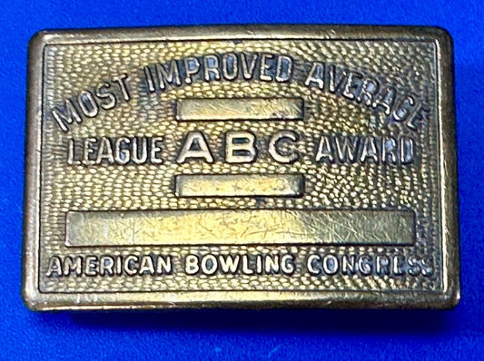 American Bowling Congress BLANK ENGRAVABLE Belt Buckle  - Most Improved Average