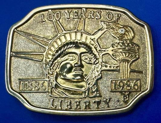 100 Years of Liberty  NYC statue of Lady Liberty two tone Souvenir belt buckle