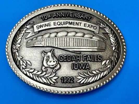 Swine Equipment Expo 	10th Anniversary Cedar Falls IA 1992 Vintage Belt Buckle