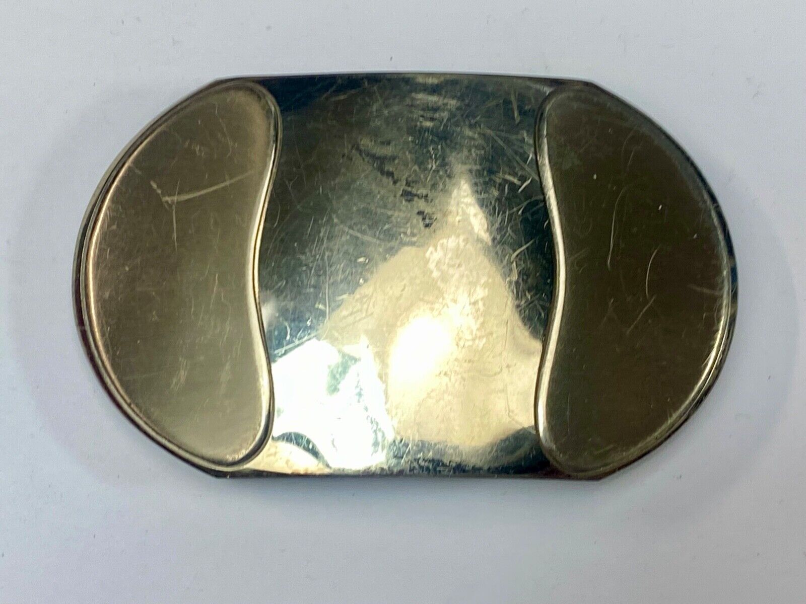 Vintage Justin Boot Co Maker Nickel Silver western belt buckle marked 36