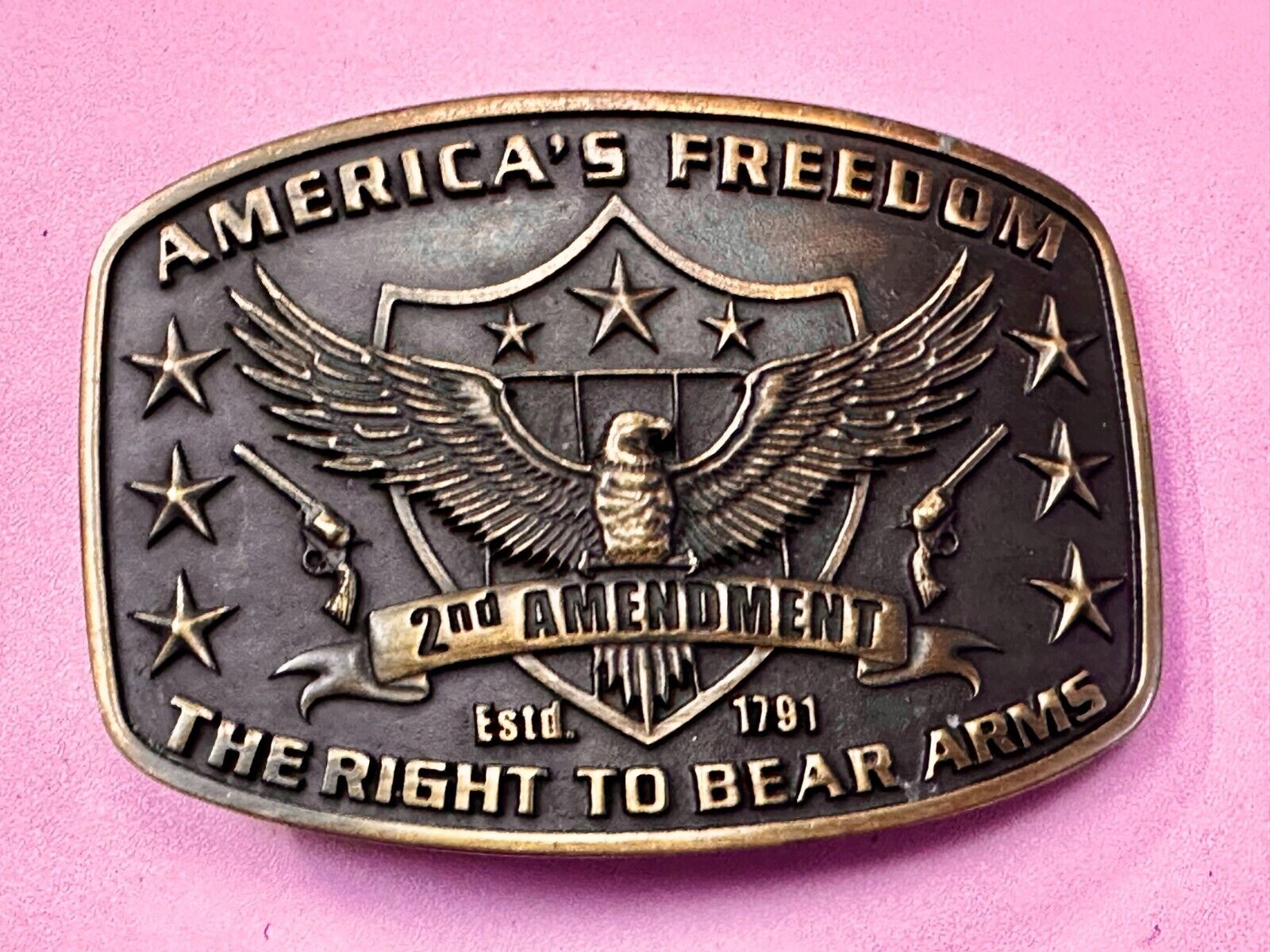 American's Freedom The Right To Bear Arms 2nd Montana Silversmiths Belt Buckle