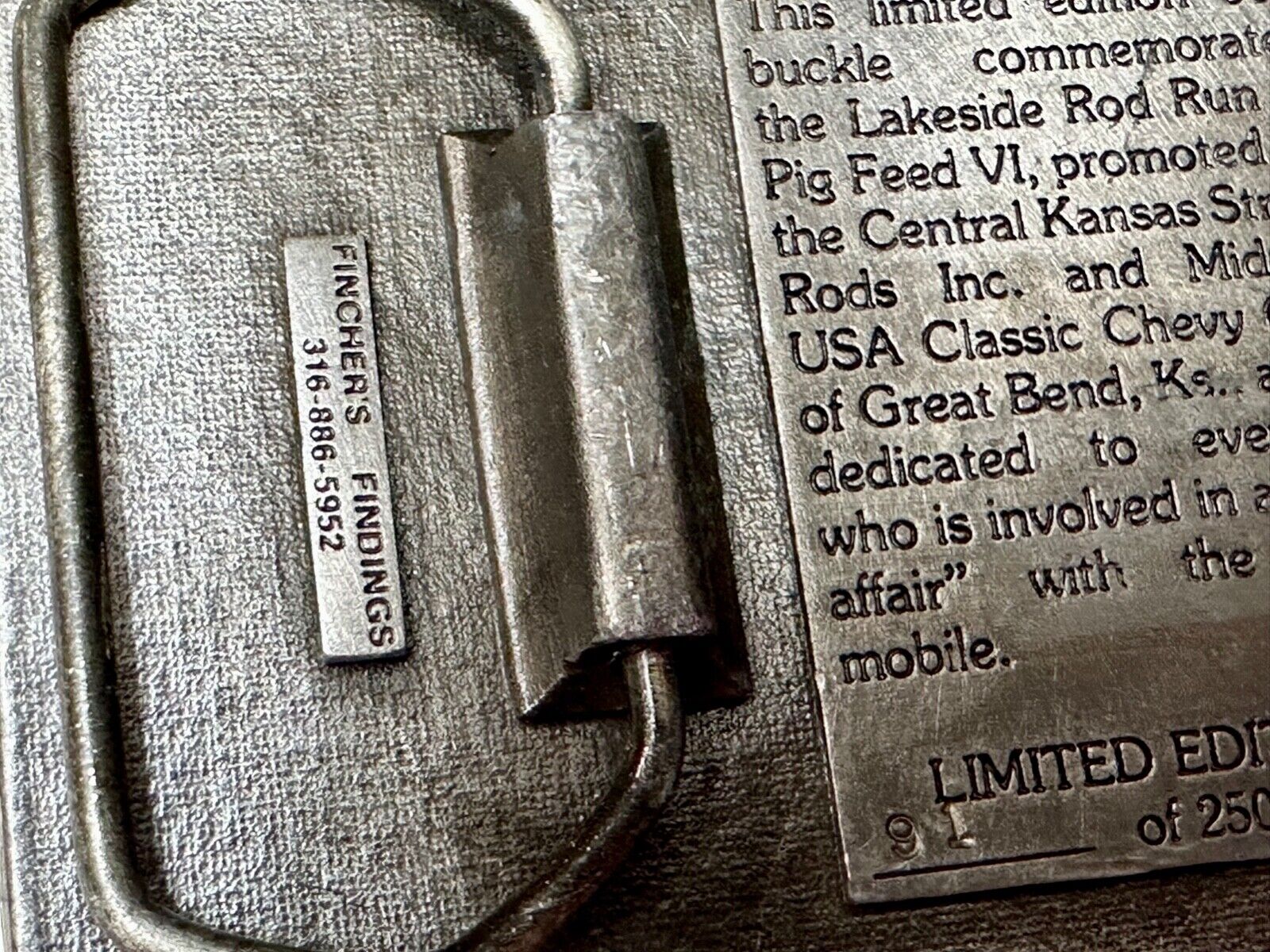 Vintage Kansas Lakeside Rod run and pig feed #4. Great Bend Kansas belt buckle