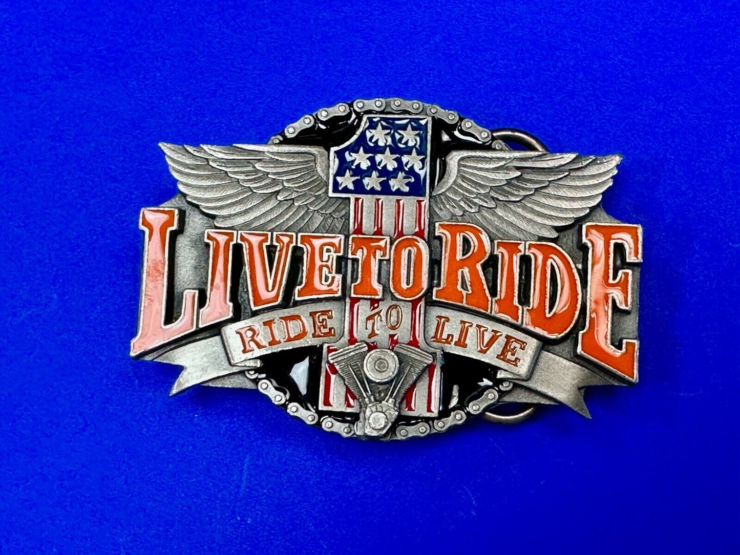 #1 Live to ride - Eagle Flag Bikers Motorcycles X-7 Siskiyou belt buckle