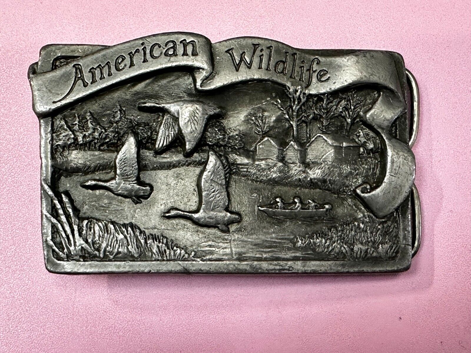 American Wildlife Birds Ducks Hunting Commemorative Vintage 1987 Belt Buckle